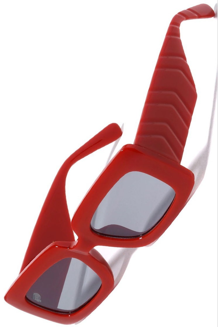 Retro Arrow Pattern Temple Rectangle Sunglasses