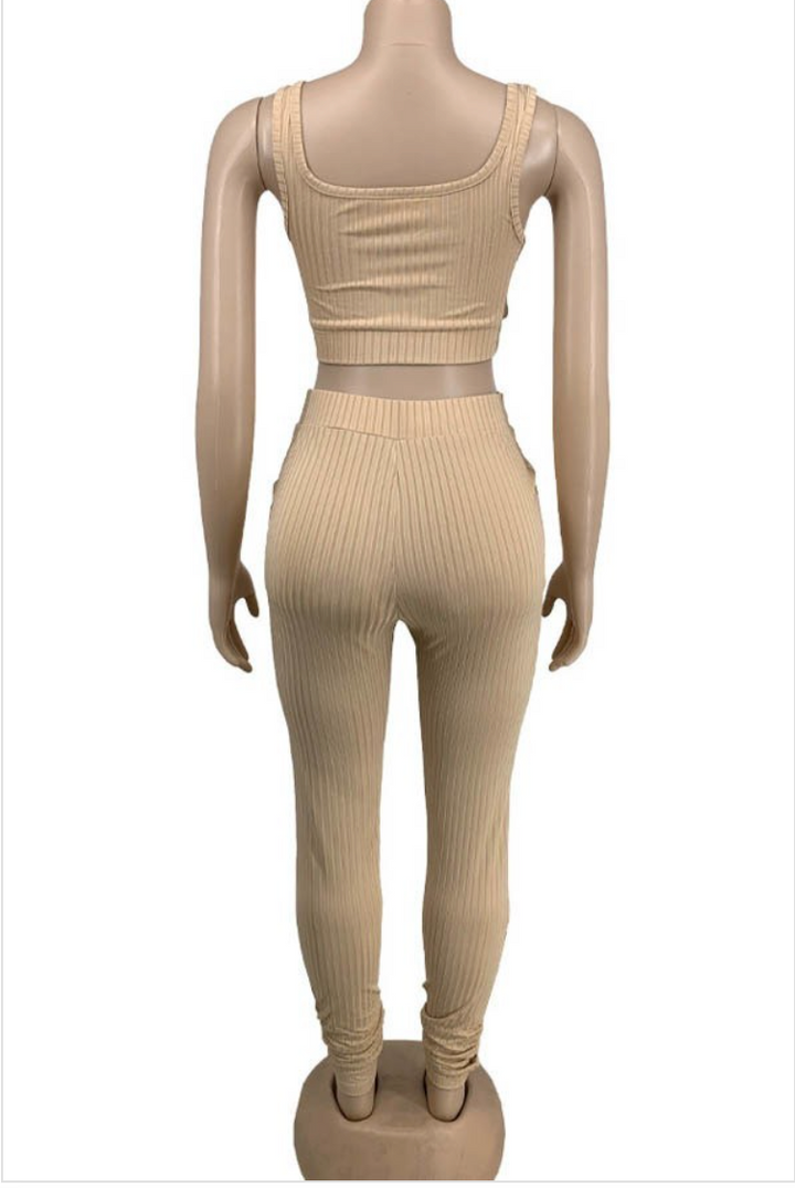 Khaki Crop Top Set